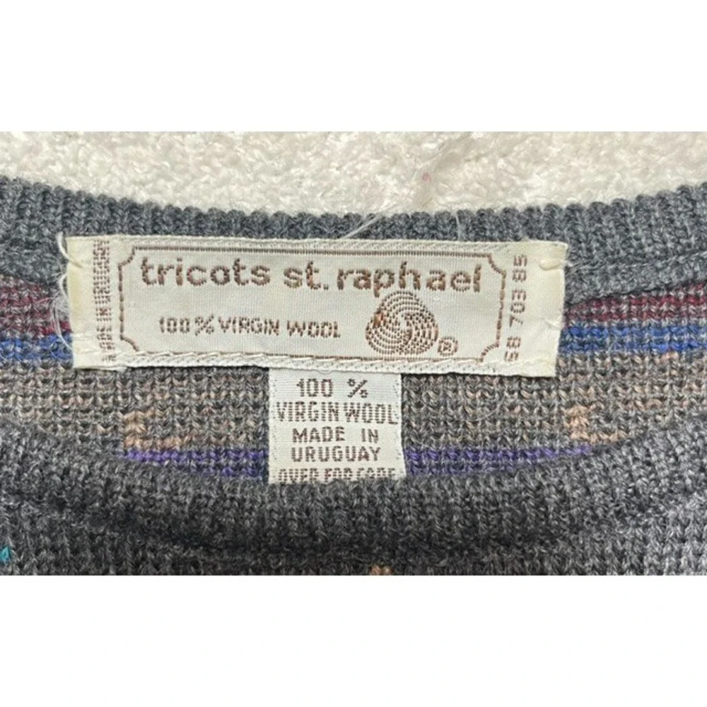 Vintage Mens Sz S Tricots St. Raphael Grandpa Sweater 100% Virgin Wool -2119